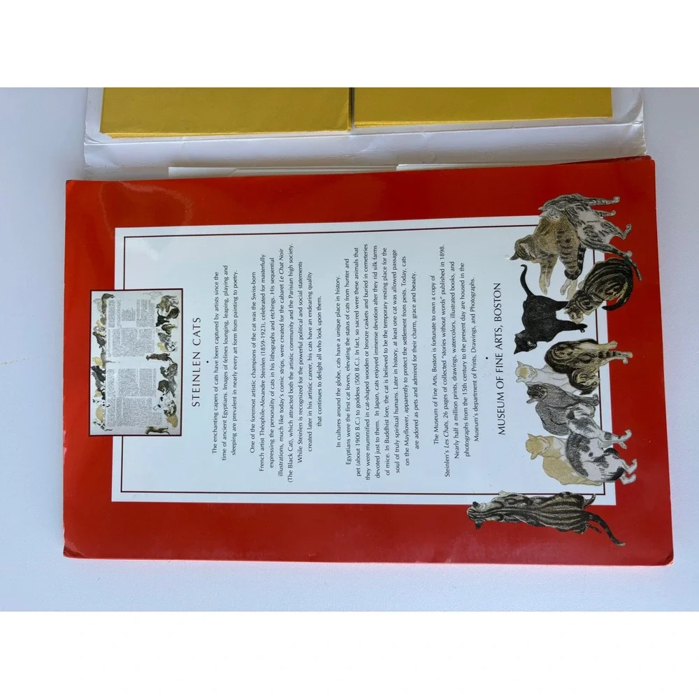 Museum of Fine Arts Boston Steinlen Cats Stationery Set Die-Cut Art Envelopes